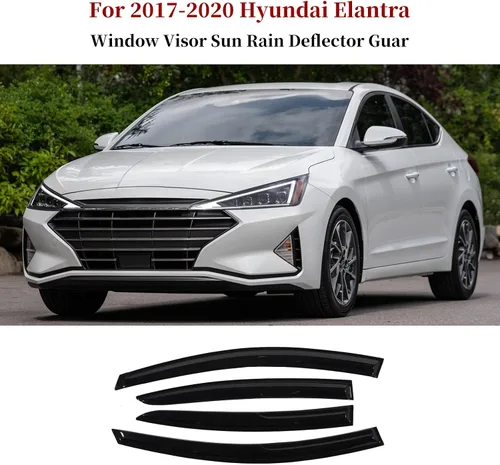 Vista 3 de Protector de lluvia, protector deflector de ventana, protector deflector de lluvia y sol, visera de ventana lateral, soporte exterior para Hyundai