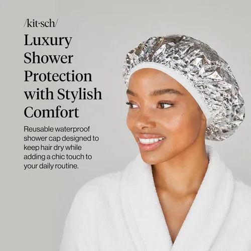 Vista 2 de Kitsch Gorro Térmico de Papel de Aluminio para Acondicionamiento Profundo - Gorro Reutilizable para Cabello para Coloración, Permanente