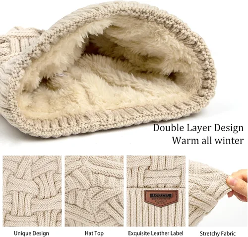 Vista 81 de Loritta Gorro de invierno cálido de punto grueso y holgado para hombre