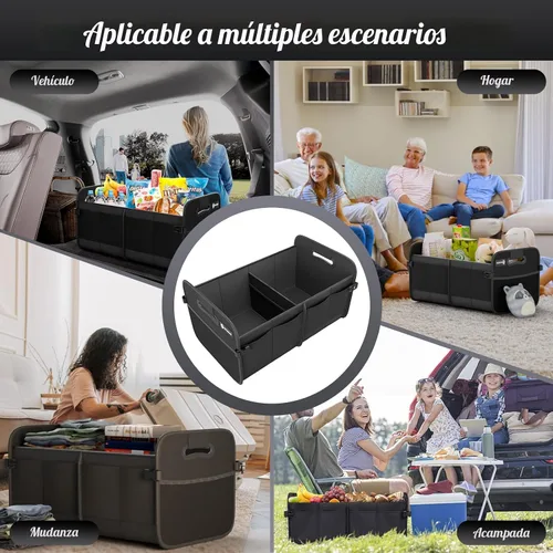 Vista 7 de Sposuit Organizador de maletero para automóvil, almacenamiento plegable de 70 litros con 11 bolsillos y asas reforzadas, organizadores de maletero