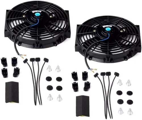 Vista 9 de 7" 12V Universal Slim Cooling Fan Push Pull Kit de montaje de ventilador de refrigeración para radiador eléctrico (paquete de 2) Negro