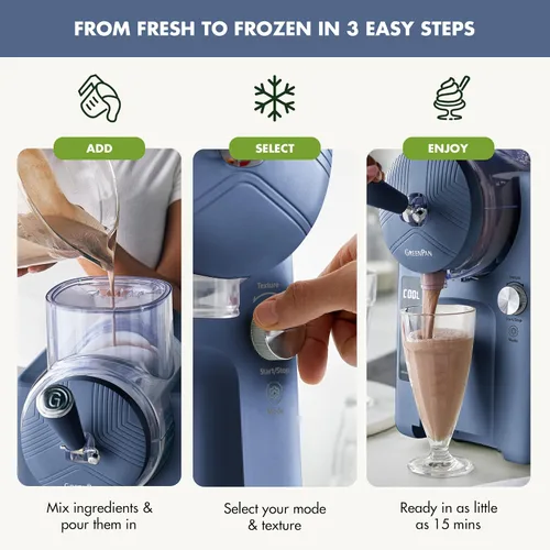 Vista 3 de GreenPan Frost, máquina para hacer helados y máquina para hacer slushies, helado suave, sorbete, margaritas, batidos, yogur helado, sin necesidad