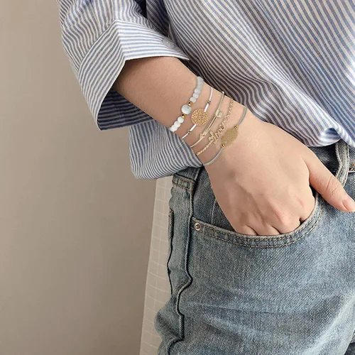 Vista 6 de YADOCA 20 Pcs Layered Bracelet Set for Women Multiple Stackable Wrap Bangle Turtle Pineapple Arrow Feather Lotus Assorted Beaded Bracelets