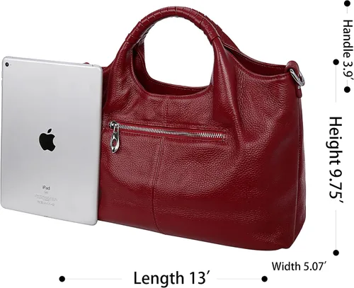 Vista 4 de Iswee Bolso bandolera de cuero genuino con asa superior para mujer
