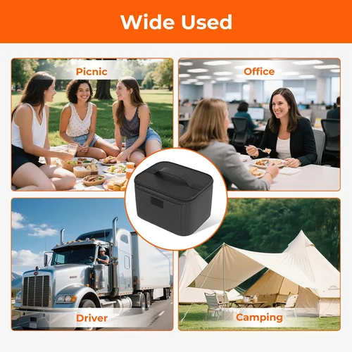 Vista 7 de Lonchera Eléctrica Portátil Calentador de Alimentos, 12V/24V/110V Caja Calentadora de Alimentos 3 en 1, Mini Horno Portátil para Automóvil