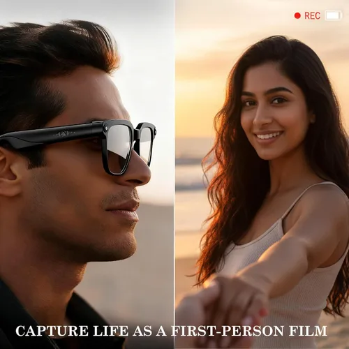 Vista 4 de EarlySincere Lentes inteligentes con cámara EIS 4K y asistente de voz AI, lentes polarizados con traducción en vivo, Bluetooth 5.4, lentes grises