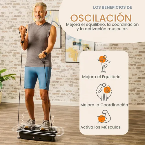 Vista 5 de Lifepro HexaPlate Lite Compact Vibration Plate with Magnetic Acupoints 10 Preset Programs, 99 Speed Levels, Resistance Bands — Vibrating Plate for