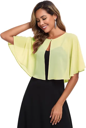 Vista 2 de TONGFANTFL Capelets de gasa para mujer, chal para vestido de noche Verde (Baby Green)