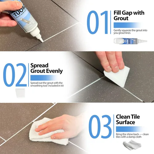 Vista 6 de Floor-Fix Pro Twist & Grout Kit de reparación – Reparación de lechada impermeable premezclada & Alternativa de bolígrafo de pintura de lechada