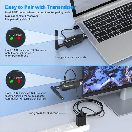 Vista 5 de Receptor HDMI inalámbrico 1080P 500 pies, Plug & Play (solo Rx) Largo alcance de 500 pies, decodificación 4K 1080P, banda dual 2.4G/5.8G