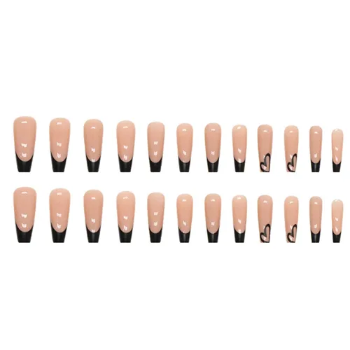 Vista 13 de Uñas postizas francesas a presión, uñas postizas largas de acrílico con forma de ataúd de cobertura completa, uñas postizas de bailarina