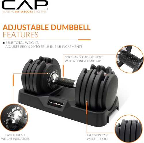Vista 23 de CAP ADJUSTABELL - Juego de mancuernas ajustables de selección rápida de primera calidad para entrenamiento de fuerza, individuales y pares, 12.5