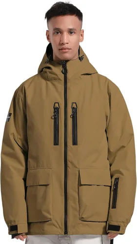 Vista 12 de GSOU SNOW Mens Baggy Snowboard Jacket Snow Ski jacket Waterproof Beige