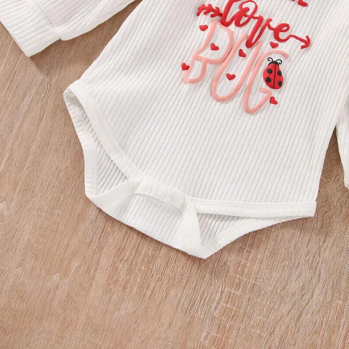Vista 5 de FIOMVA Conjunto de ropa de 3 piezas con estampado de corazón para bebé recién nacida, para el día de San Valentín