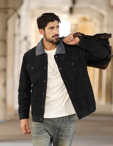 Vista 3 de TACVASEN Men's Corduroy Jacket Fleece Sherpa Lined Winter Coats Warm Thick Cotton Casual Trucker Cargo Jacket