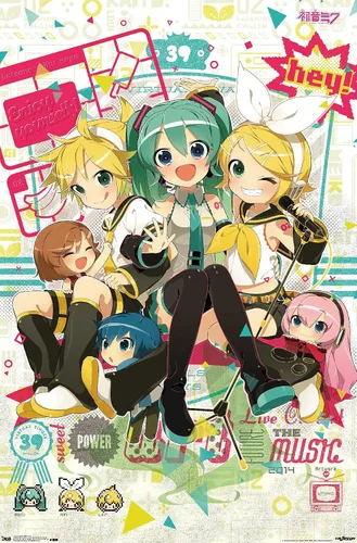 Vista 11 de Hatsune Miku - Póster de pared Hey de 22.4 pulgadas de largo x 14.7 pulgadas de ancho, versión enmarcada de madera de granero