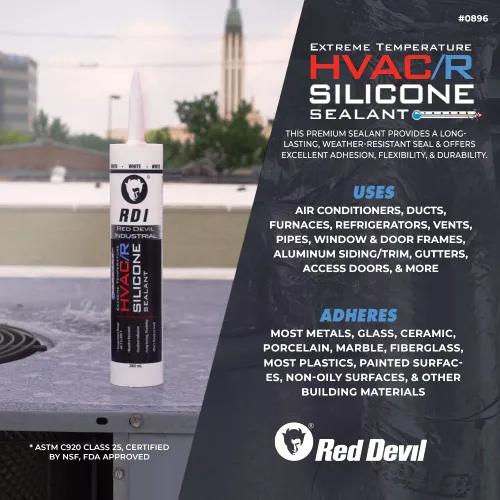 Vista 2 de Red Devil 089650 sellador de silicona para temperaturas extremas HVAC/R, 280 ml, aluminio, 1 paquete, fabricado en EE. UU