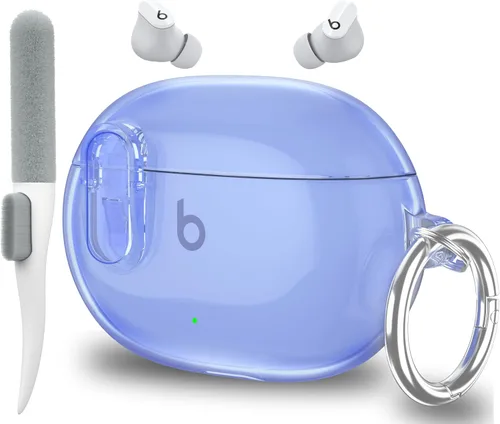 Vista 8 de Valkit Funda transparente compatible con Beats Studio Buds 2021/2023+ con kit de limpieza y cerradura, funda protectora de TPU suave a prueba