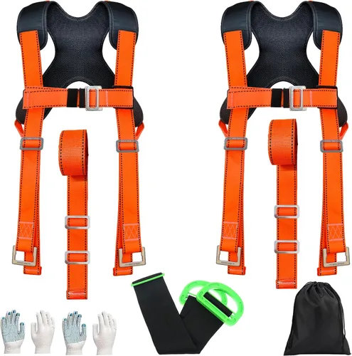 Vista 8 de Correas móviles, paquete de 2 correas de elevación móviles con mango ajustable para 1 persona para mover muebles, electrodomésticos, objetos