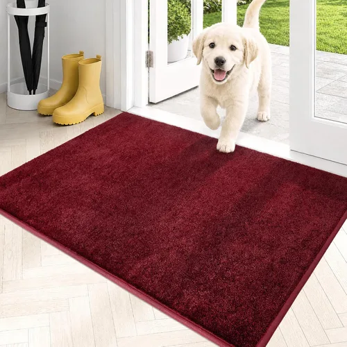 Vista 34 de PURRUGS Tapete para puerta con atrapamiento de suciedad, 20 x 31.5 pulgadas, antideslizante, lavable a máquina, tapete para puerta de perro, tapete