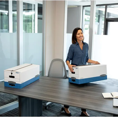 Vista 7 de Bankers Box StorFile Cajas, Carta, 500 Lb, 12"x24"x10," 12CT, color blanco, se vende como 1 caja de cartón, Fel 00704
