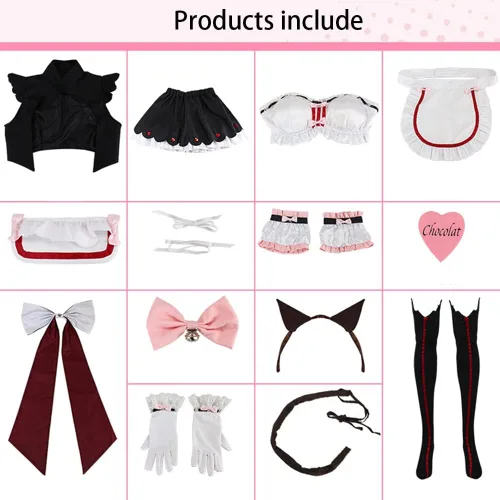 Vista 6 de Hieeimu NekoparA - Uniforme de sirvienta para cosplay, disfraz de vainilla de Chocola para fiesta de Halloween