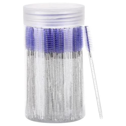 Vista 8 de 100 piezas de varitas de rímel desechables, cepillos espirales de cejas de cristal para extensiones de pestañas, cepillos de pestañas negros