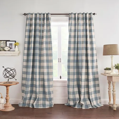 Vista 13 de Elrene Home Fashions Farmhouse Living Grainger Buffalo - Cortina opaca con diseño a cuadros para ventana, cortina para sala de estar y dormitorio