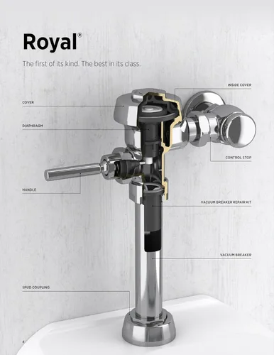Vista 2 de Sloan Royal A-1050-A - Conjunto de diafragma urinario de alta eficiencia 0.125 GPF - Para uso con Royal Flushometers, derivación fija filtrada dual