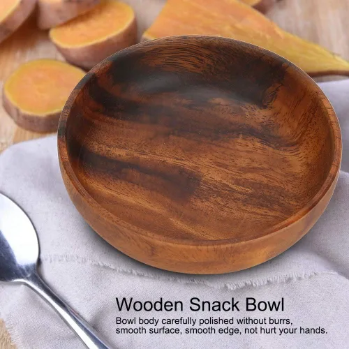 Vista 4 de Pilipane Ensaladera de madera de bambú hecho a mano, cuenco redondo apilable de madera, cuenco de mezcla rústico para ensalada, frutas, verduras