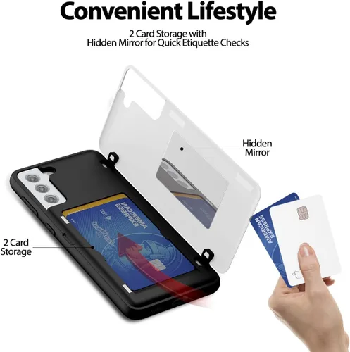 Vista 3 de GOOSPERY Parachoques magnético para puerta compatible con Galaxy S21 Plus, tarjetero con soporte de tarjeta, funda tipo cartera con cierre Lila