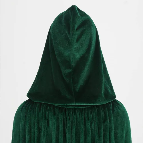 Vista 4 de LMYOVE Capa de terciopelo con capucha para adulto, disfraz de Navidad y Halloween