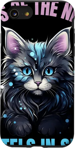 Vista 13 de iPhone 14 Pastel Goth Maine Coon Cat Cats of the Night Pastels en estuche