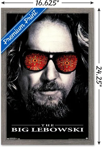 Vista 3 de Trends International The Big Lebowski - Póster de pared de una hoja, 14.725 x 22.375 pulgadas, versión enmarcada de madera de granero