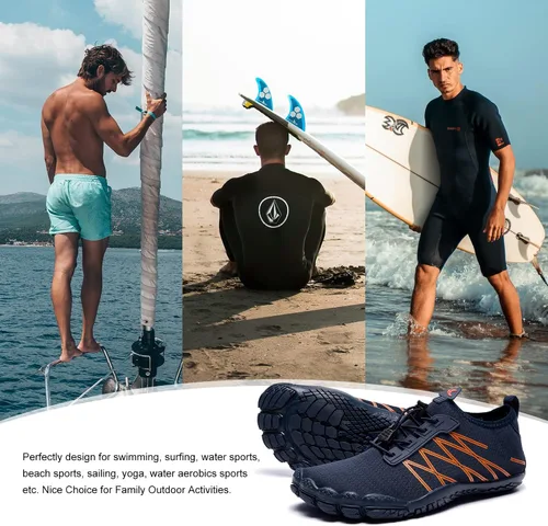 Vista 5 de HIITAVE - Zapatos acuáticos y con sensación de pies descalzos para hombre, calcetines acuáticos de secado rápido para deportes al aire libre
