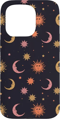 Vista 14 de Funda para iPhone 16 Whimsigoth Aesthetic Hippie Celestial Vintage Half Moon Sun