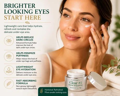 Vista 2 de Earthen Clear #1 Crema de ojos 0.5 onzas – Tratamiento de péptidos Haloxyl para ojeras, bolsas debajo de los ojos, hinchazón, líneas finas