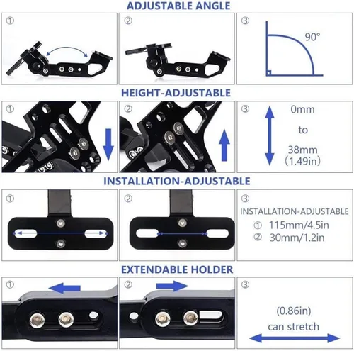 Vista 4 de Soporte para matrícula de motocicleta con luces de señal de giro compatible con MT07 compatible con Z800