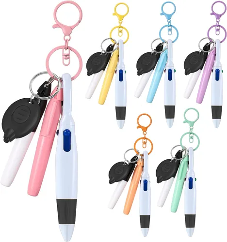 Vista 13 de 30 piezas de clip retráctil para bolígrafo de lanzadera con mini resaltador, bolígrafo de insignia de enfermera, marcador de neón, llavero LED, clip