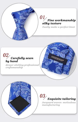 Vista 57 de HISDERN Corbatas para hombre, corbata de cachemira y bolsillo cuadrado tejido clásico floral para hombre, corbata de fiesta de boda