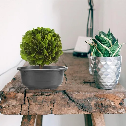 Vista 5 de Veemoon 2 macetas de plástico para jardinería, ovaladas, macetas de cactus, macetas reutilizables, adecuadas para viveros, jardines y balcones