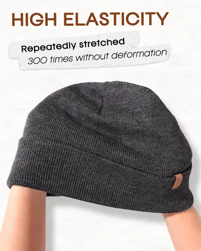 Vista 3 de FURTALK Paquete de 2 gorros con puños para hombre y mujer, gorro de Negro + Gris Oscuro