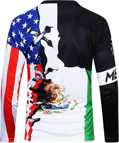 Vista 3 de MENUTT Camiseta de ciclismo de montaña para hombre, manga larga, MTB Off-Road México, camisetas de descenso y motocross