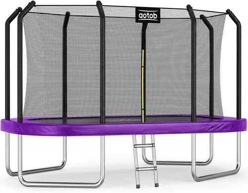 Vista 9 de AOTOB Trampolín rectangular de 12 pies/14 pies – Trampolines perfectos para exteriores para niños – Tranpoline estilo gimnasia con recinto
