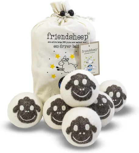 Vista 15 de Friendsheep Bolas secadoras de lana, alternativa orgánica reutilizable para suavizantes de telas para lavandería, hechas a mano, comercio justo