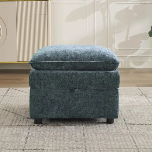 Vista 59 de Otomana cuadrada grande de 27 pulgadas con almacenamiento, reposapiés tapizado moderno con patas antideslizantes para sofá, mesa de café, sala
