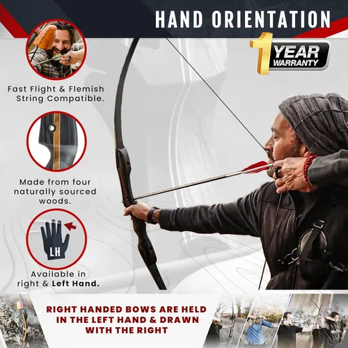 Vista 2 de Southwest Archery Arco largo Ghost Takedown – Arco de caza de arco largo de 64 pulgadas – Mano derecha e izquierda – Pesos de tracción en 20 – 50