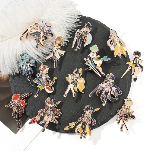 Vista 5 de Genshin Impact Pins Set Hutao, Xiao, Keqing, Beelzebul - Broches esmaltados para solapa, regalo para hombres y mujeres, accesorios de mochila