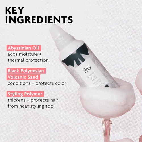 Vista 4 de R+Co CHIFFON Styling Mousse, 5.6 oz/165 mL, Serious Gaze Scent