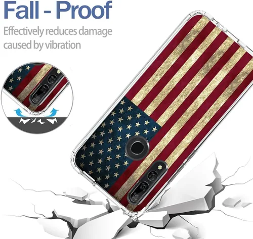 Vista 7 de Funda para Huawei Y9 Prime 2019/Honor 9X/P Smart Z con protector de pantalla de vidrio templado, bonito patrón de bandera transparente para Huawei